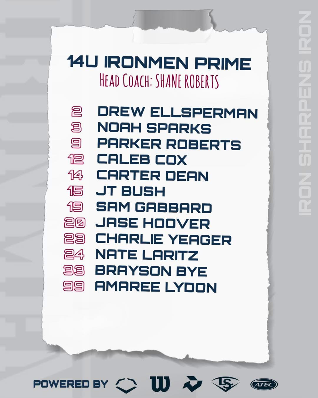 Baseball Coach Roberts 2026 Ironmen Prime List